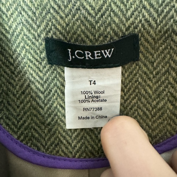 J. Crew SZ 4 green tweed wool blazer jacket - Picture 4 of 5